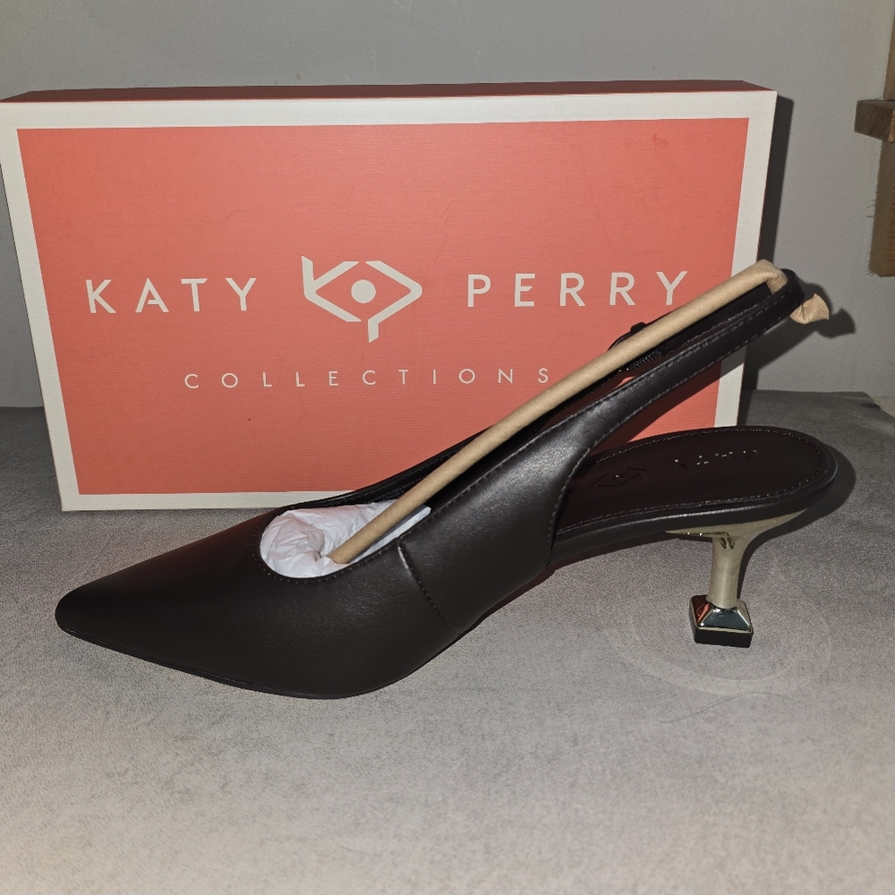 Katy‎ Perry Collections Women's Coffee Brown Slingback Heels NIB